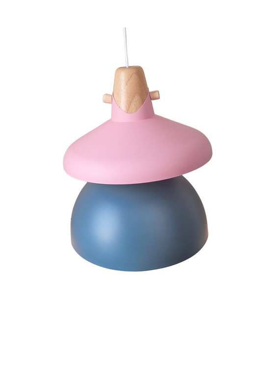 Image 1 of Moderne Houten Hanglamp Grijs / Blauw / Roze