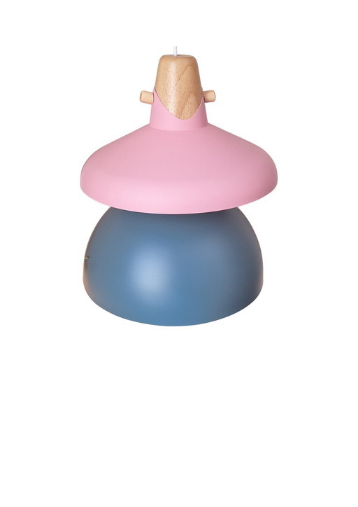 Moderne Houten Hanglamp Grijs / Blauw / Roze