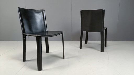 Willy Rizzo Voor Cidue Tuigleren Stoelen (2 Of 4 Stuks)