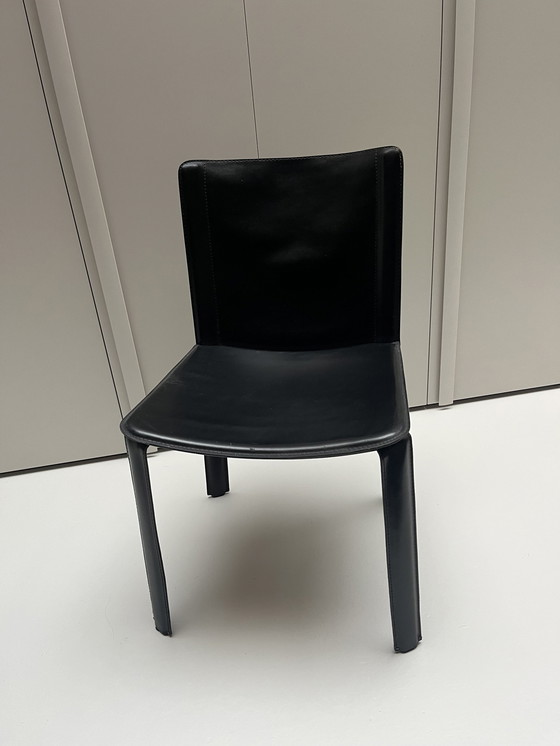 Image 1 of Willy Rizzo Voor Cidue Tuigleren Stoelen (2 Of 4 Stuks)