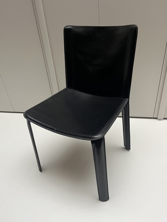 Image 1 of Willy Rizzo Voor Cidue Tuigleren Stoelen (2 Of 4 Stuks)