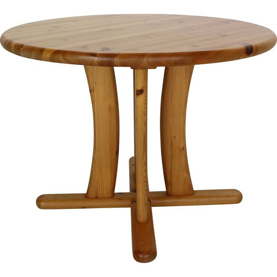 Image 1 of Vintage ronde massief grenen eettafel, Denemarken 1970