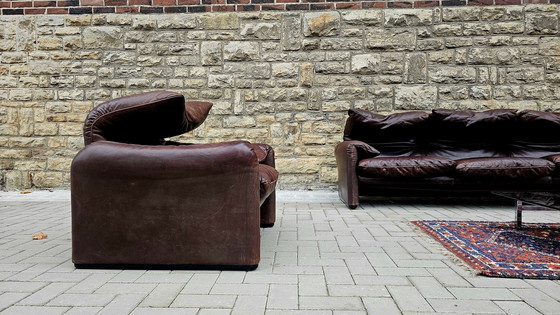 Image 1 of Cassina Maralunga Loft Studio vintage zitgroep bank leren bank leren sofa leren fauteuil