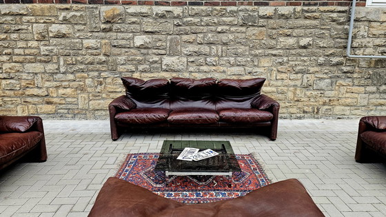 Image 1 of Cassina Maralunga Loft Studio vintage zitgroep bank leren bank leren sofa leren fauteuil