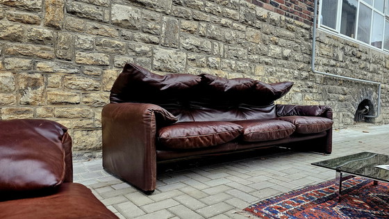 Image 1 of Cassina Maralunga Loft Studio vintage zitgroep bank leren bank leren sofa leren fauteuil