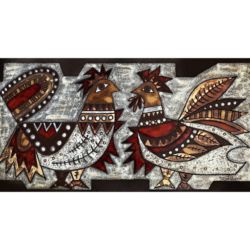 Vintage rood decoratief bord van Max en Dominique Picard, 1960