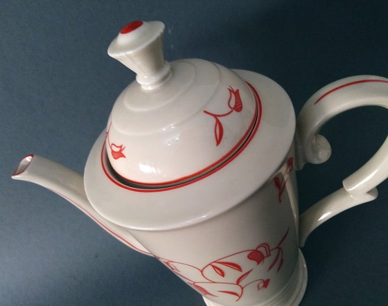 Image 1 of Otto Prutscher 'Metropolis' Art Deco/Bauhaus theepot met deksel 1935