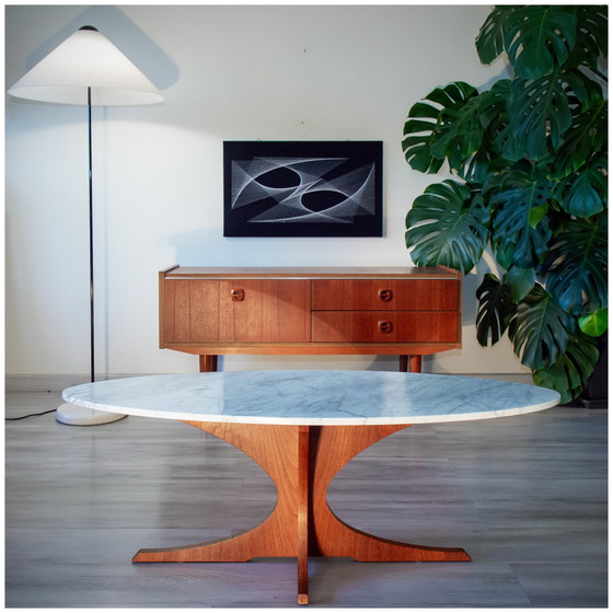 Image 1 of Scandinavische salontafel, teak en marmer, 1960