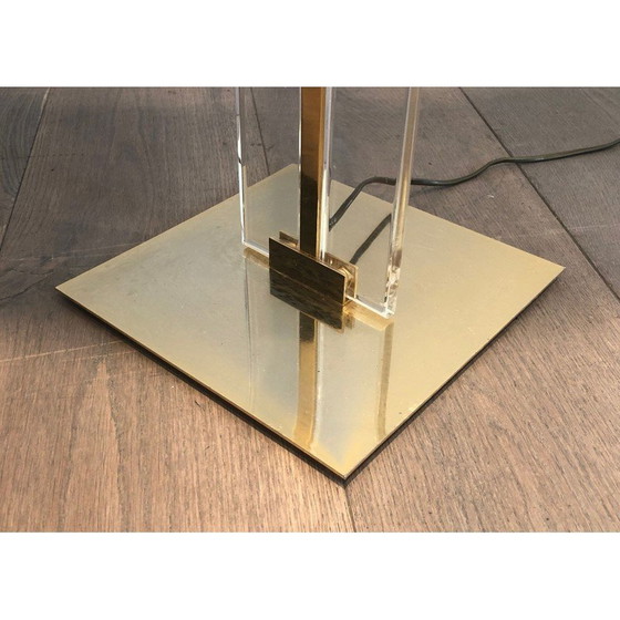 Image 1 of Vintage vloerlamp van glas en messing, 1970