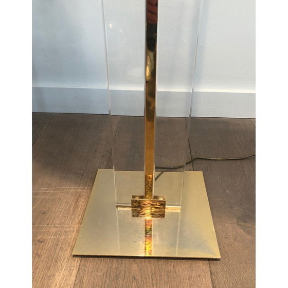 Image 1 of Vintage vloerlamp van glas en messing, 1970