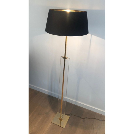 Image 1 of Vintage vloerlamp van glas en messing, 1970