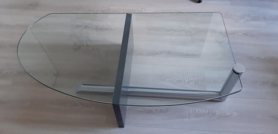 Image 1 of Glazen salontafel met granieten staander