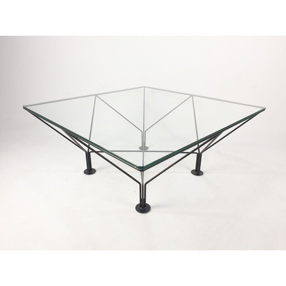 Image 1 of Vintage salontafel van metaal en glas, 1980