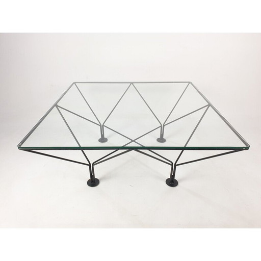Vintage salontafel van metaal en glas, 1980