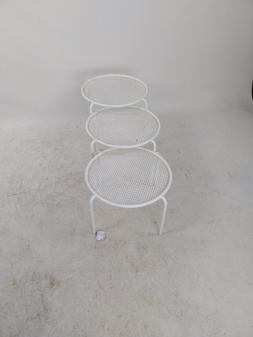 1 X Wit Metalen Ronde Mimiset Nesting Tables