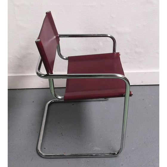 Image 1 of Vintage B34 stoel in leer en verchroomd aluminium van Marcel Breuer