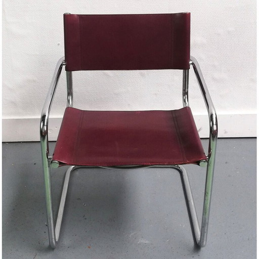 Vintage B34 stoel in leer en verchroomd aluminium van Marcel Breuer