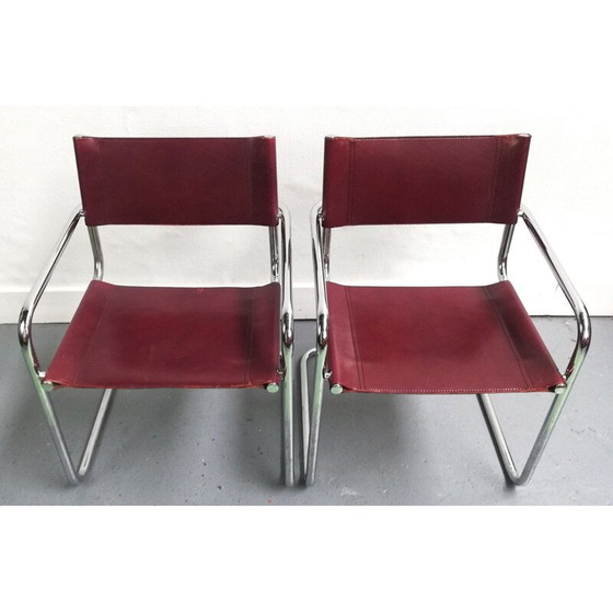 Image 1 of Vintage B34 stoel in leer en verchroomd aluminium van Marcel Breuer