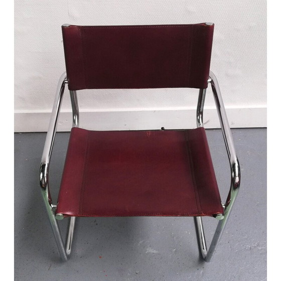 Image 1 of Vintage B34 stoel in leer en verchroomd aluminium van Marcel Breuer