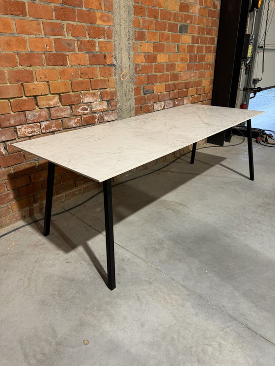 Image 1 of Eettafel keramiek - 220x90 cm - Carrara marmerpatroon