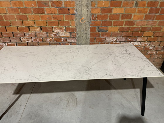 Image 1 of Eettafel keramiek - 220x90 cm - Carrara marmerpatroon