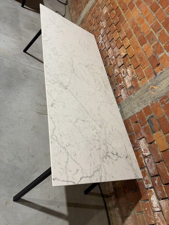 Image 1 of Eettafel keramiek - 220x90 cm - Carrara marmerpatroon