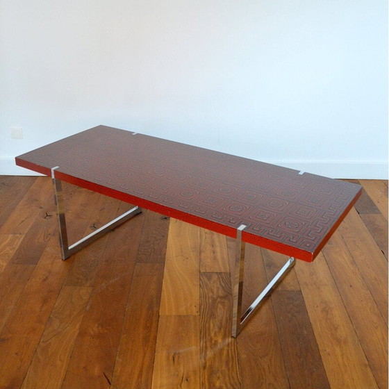 Image 1 of Vintage verchroomd metalen salontafel, 1970