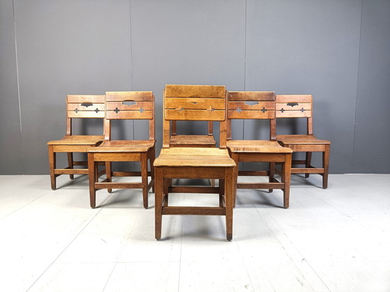 Image 1 of Vintage eikenhouten stoelen, 1960