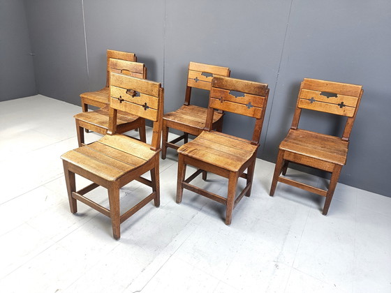 Image 1 of Vintage eikenhouten stoelen, 1960