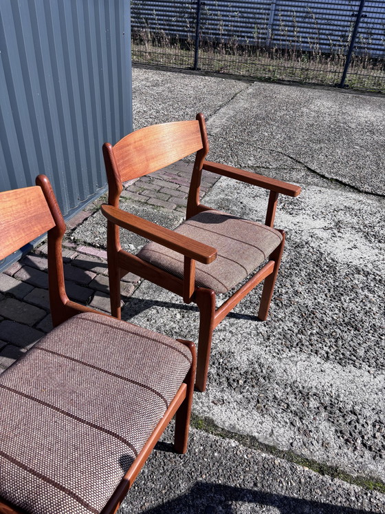 Image 1 of 6 X Vintage Teak Eetkamerstoelen Deens Stoelen 