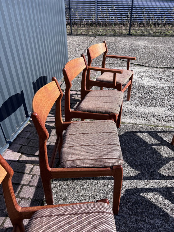 Image 1 of 6 X Vintage Teak Eetkamerstoelen Deens Stoelen 