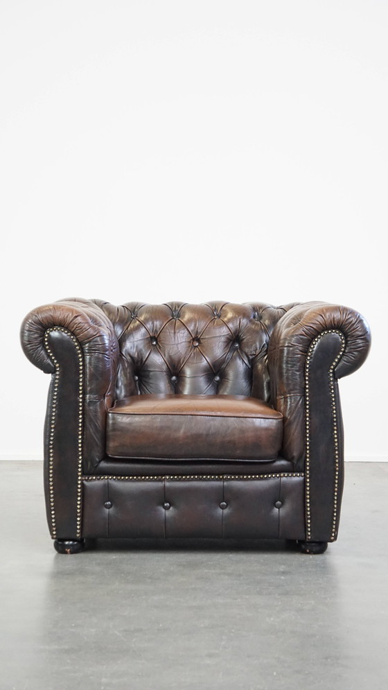 Image 1 of Chesterfield Fauteuil Gemaakt Van Rundleer