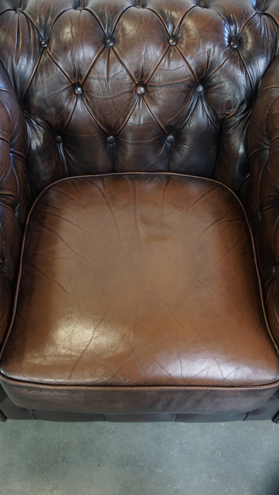 Image 1 of Chesterfield Fauteuil Gemaakt Van Rundleer