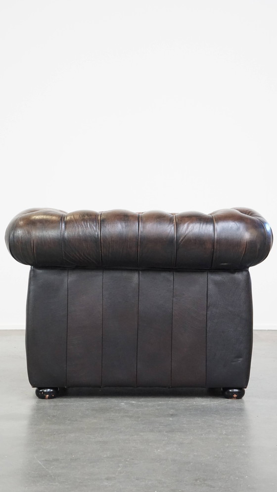 Image 1 of Chesterfield Fauteuil Gemaakt Van Rundleer