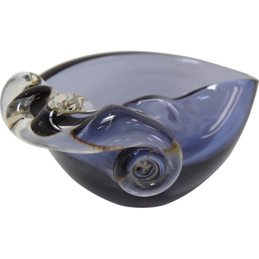 Mid-century asbak van metallurgisch glas van Glasswork Novy Bor, Tsjecho-Slowakije 1960