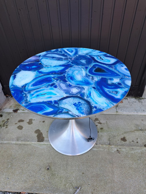 Vintage 1 X Unieke Ronde Eetkamer Tafel Met Verlichting