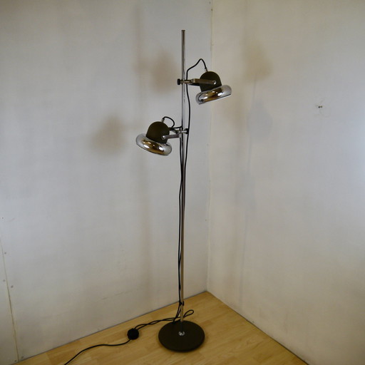 Vintage Vloerlamp Chrome Bruin