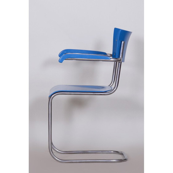 Image 1 of Set van 4 vintage fauteuils in beuken multiplex en verchroomd staal van Mart Stam, Duitsland 1930