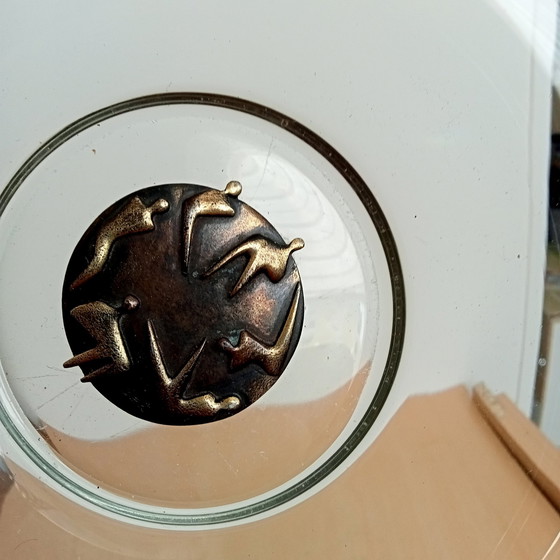 Image 1 of Designer Corry Ammerlaan Vleugel Schaal Met Brons Plaquette 