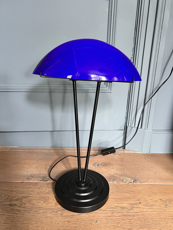 Image 1 of Ikea Kupol lamp opaline 1995 blauw glas