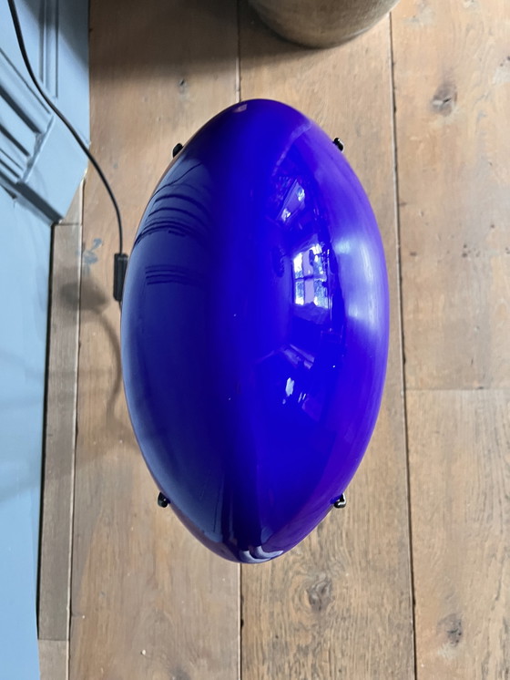 Image 1 of Ikea Kupol lamp opaline 1995 blauw glas