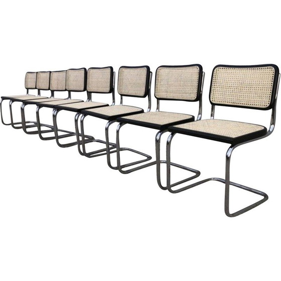 Image 1 of Set van 8 vintage Breuer b32 stoelen, zwart