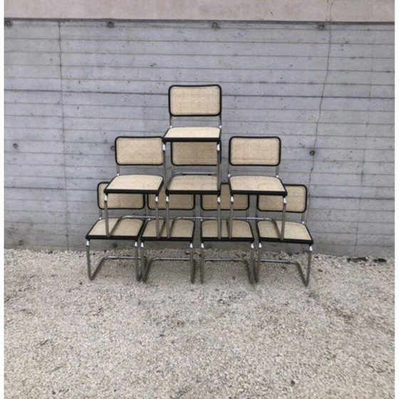 Image 1 of Set van 8 vintage Breuer b32 stoelen, zwart