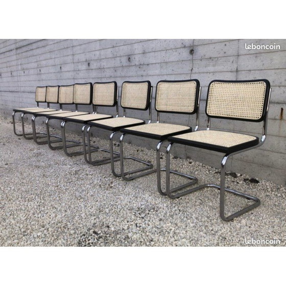 Image 1 of Set van 8 vintage Breuer b32 stoelen, zwart