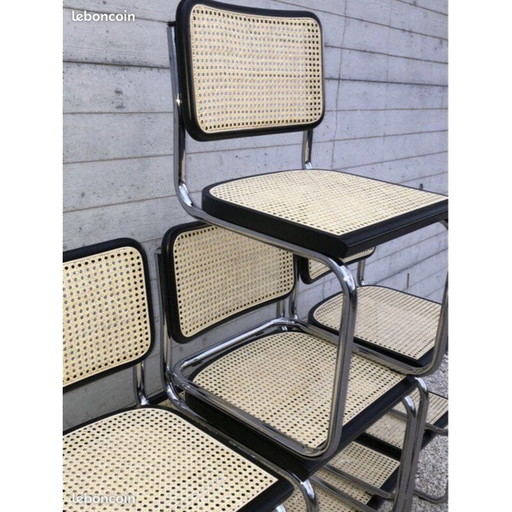 Set van 8 vintage Breuer b32 stoelen, zwart