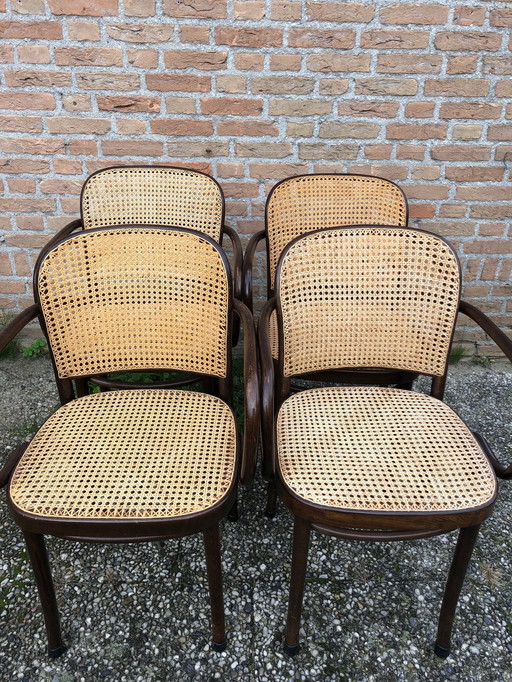 4x Rotan Eetkamerstoelen Met Armleuning