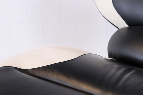 Image 1 of Topform panda chaise longue zwart wit leer alcantara