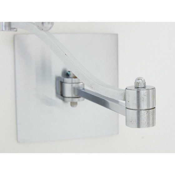 Image 1 of Paar vintage geborsteld stalen wandlampen voor Maison Charles, 1960