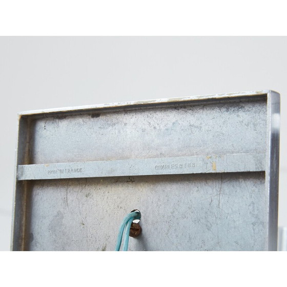 Image 1 of Paar vintage geborsteld stalen wandlampen voor Maison Charles, 1960