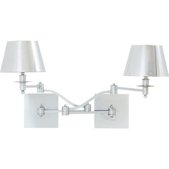 Image 1 of Paar vintage geborsteld stalen wandlampen voor Maison Charles, 1960